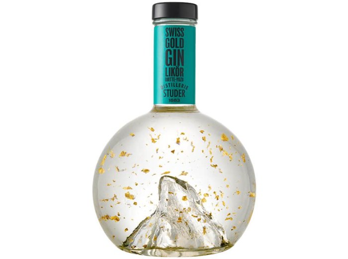 Studer Swiss Gold Gin Likör Quitte-Yuzu mit Goldflitter 24 Karat 70 cl CARx6