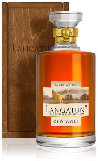 Langatun Old Wolf in Karaffe in Holzkiste CARx6
