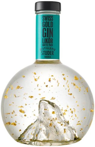 Studer Swiss Gold Gin Likör Quitte-Yuzu mit Goldflitter 24 Karat CARx6