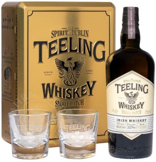Teeling Geschenkpackung Metall (gold) Small Batch Rum Cask mit 2 Gläsern 70cl