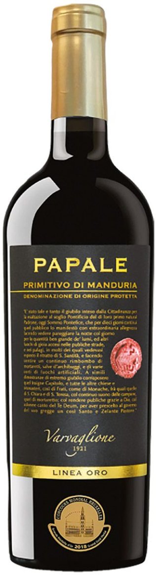 Papale Primitivo di Manduria DOP Linea Oro Varvaglione 2021 75 cl CARx6
