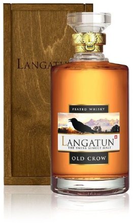 Langatun Old Crow Peat in Karaffe in Holzkiste 50 cl CARx6