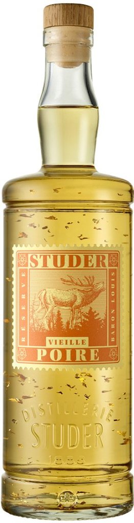 Studer Vieille Poire Williams Réserve Baron Louis mit Goldflitter (24 Karat) 70 cl CARx6