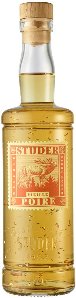 Studer Vieille Poire Williams Réserve Baron Louis mit Goldflitter (24 Karat) 35 cl CARx6